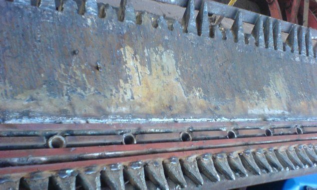 Bagaceira recebida, com os dentes corroídos pelo desgaste